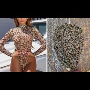 Woman’s cheetah sheer bodysuit